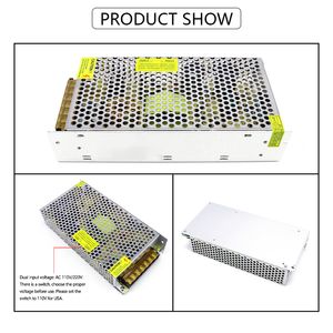 110 / 220V AC à DC 12V 16.7A 200W Mode de commutateur Conterneur d'alimentation Adaptateur de transformateur d'éclairage LED Adaptateur AC / DC SMPS