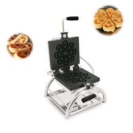 110 / 220V Non-Stick Commerciële Draaibare Wafelijzer Roestvrij staal Europese en Amerikaanse Snack Wafel Machine Muffin Machine