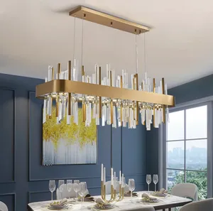 110-240vac LED Cristal lampe or rond rond Chandelier moderne pour décoration de salle à manger