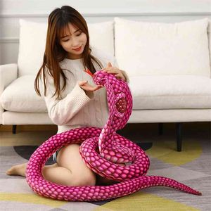 110 300 cm Muñeco de peluche Boa Cobra Simulado Serpientes coloridas Juguete de peluche Bosque Animal Sofá Silla Decorar Accesorios Niñas Niños Presente 210728