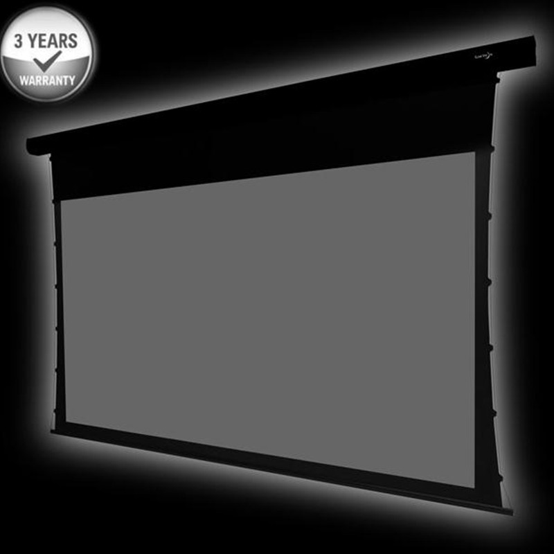 110 '' Diagonal 16: 9HDTV Hemma Cinema 4K Tab-spänning Motoriserad projektionsskärm med ALR Grey Ambient Light avvisande Gray ATS110