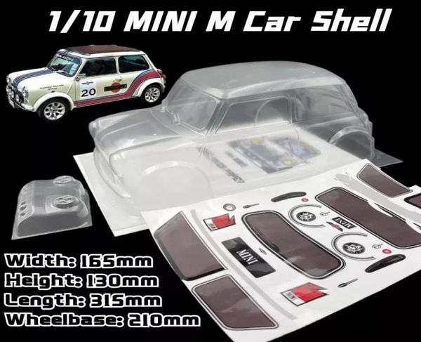 110 MINI Classic M Car Shell PVC RC carrocería de coche 210mm distancia entre ejes 165mm ancho 315mm longitud transparente limpio para MST TAMIYA CARTEN 3R 7414567