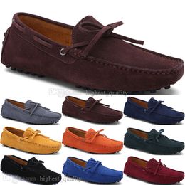 110 Neue Mode Herren Freizeitschuhe Leder Britischer Stil Frühling Paar Echte Erbsen Peeling Männer Fahren Fauler Mann Überschuhe Outdoor Bequem Atmungsaktiv Schwarz Gelb