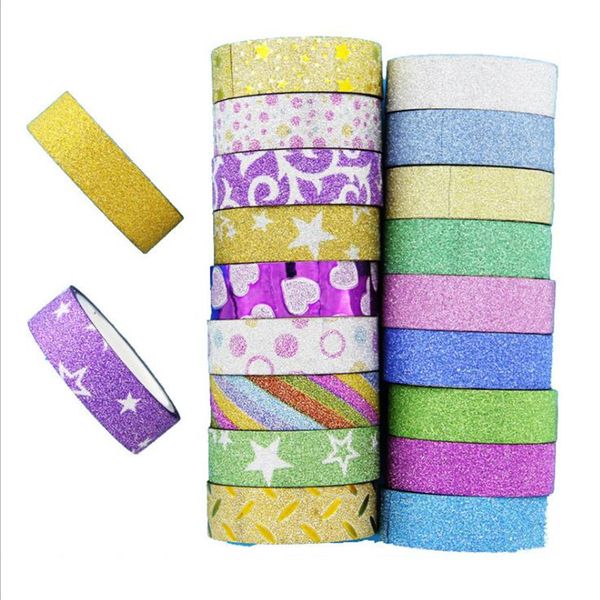 110 PCS GLITTER WASHI Album d'album Note à cassette de papeterie Scrapbooking Scrapbooking Decorative Adhesive Tapes Diy Masking Tape School Supplies 2016