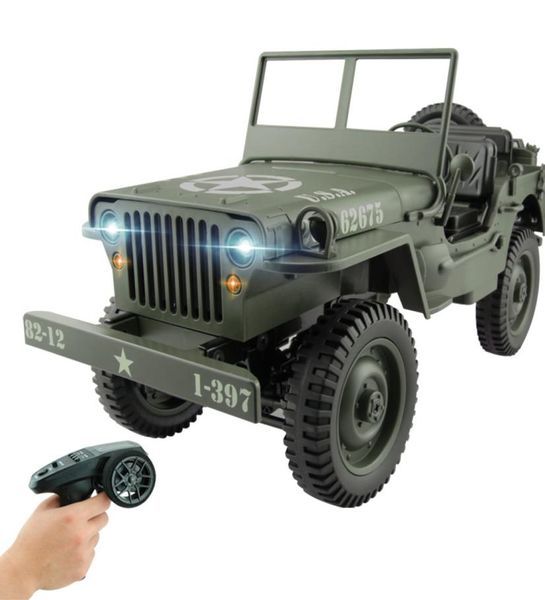 110 RC 24G télécommande Jeep Simulation quatre roues motrices tout-terrain militaire escalade voiture moulé sous pression LED 4WD véhicule Toys2568384