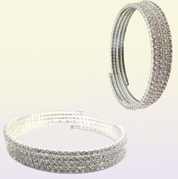 110 rijen elegante kleine kristal strass bangle armband verzilverde arm sieraden spiraalvormige armband voor vrouwen3837956