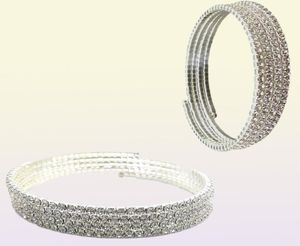 110 rijen elegante kleine kristal strass bangle armband verzilverde arm sieraden spiraalvormige armband voor vrouwen9802348
