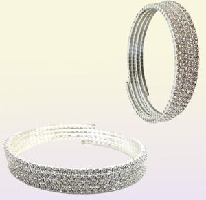 110 rangées élégant petit cristal strass Bracelet Bracelet argent plaqué bras bijoux spirale bras Bracelet pour Women8760163