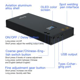 Soudeur de spot 11000 / 7500mAh avec écran LCD 70 Machine de soudage à spot réglable avec port de type C, câble USB de bande nickel