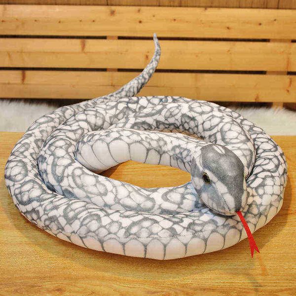 110300 CM Vida Real Serpiente de Peluche de Juguete Gigante Boa Cobra Serpiente Larga Serpiente de Peluche de Felpa Rojo Amarillo Azul Verde Decoración Creativa Regalo J220729