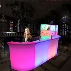 110 cm hoogte LED Oplaadbare balktafel kleurrijk veranderende salon receptie bureau moderne nachtclub meubels eenvoudige kassierbalie