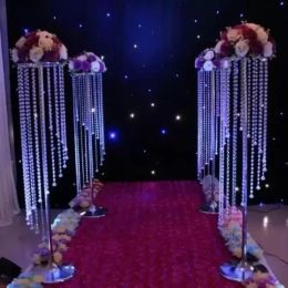 110 CM Alto Decoraciones para bodas Acrílico Cristal Centro de mesa Mesa Soporte de flores Pasarela Camino Evento Fiesta T- Soporte Decoración FY3764 sxaug06 LL