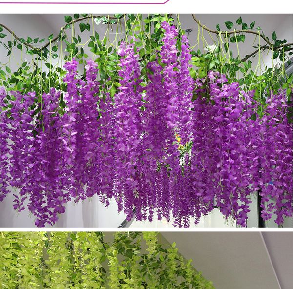 110cm Wisteria Wedding Decor 6 couleurs artificielles guirlandes de fleurs décoratives pour la fête de mariage à la maison