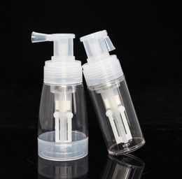 Botella de spray de polvo de 110 ml 180 ml Botella cosmética de PET transparente vacía con boquilla de bloqueo para salón de belleza en el hogar