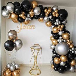 110 stks chroom zilver goud ballonnen boog kit zwarte ballon garland bruiloft verjaardag kerstfeest decor kids baby shower globos 210909