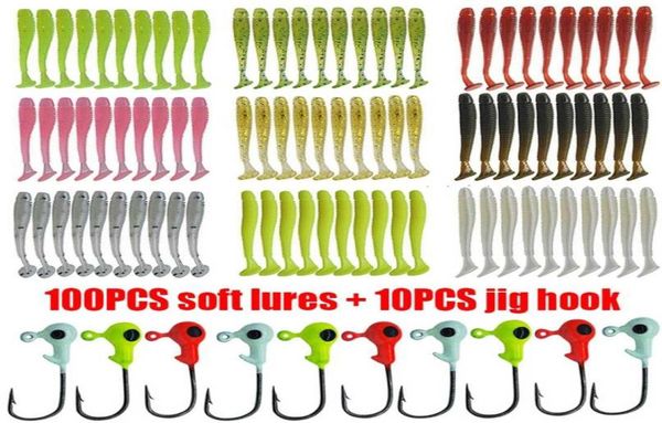 110pcslot Fishing Lure Jigging wobblers set de cebo suave 5cm 07g carpa de lubina pesca grub aparador