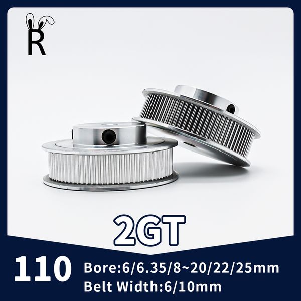 110teeth 2GT TIMING PULLEY BORE SYNCHRONE REEL6 / 8/10 ~ 20/22 / 25 mm Largeur de la courroie 6/10 mm 3D Pièces d'imprimante GT2 Poullerie ouverte de tension