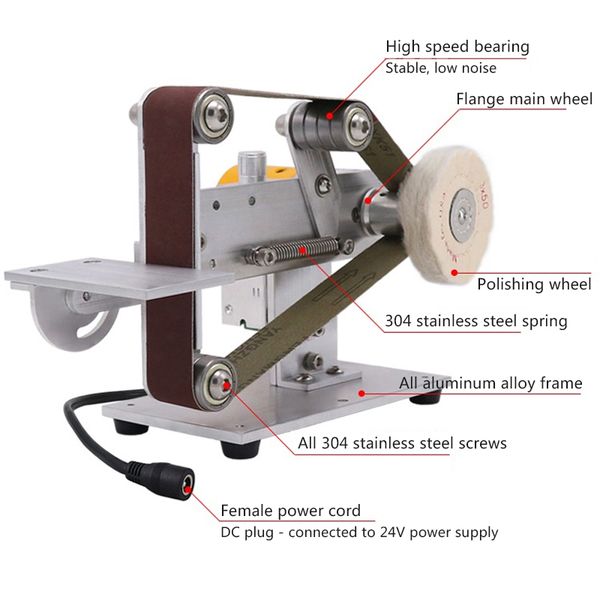 Senadora de correa de 110V/220V Mini Mini Sander Eléctrica Sander de bricolaje Pulido de la máquina de molienda Bordes de cortador de bordes