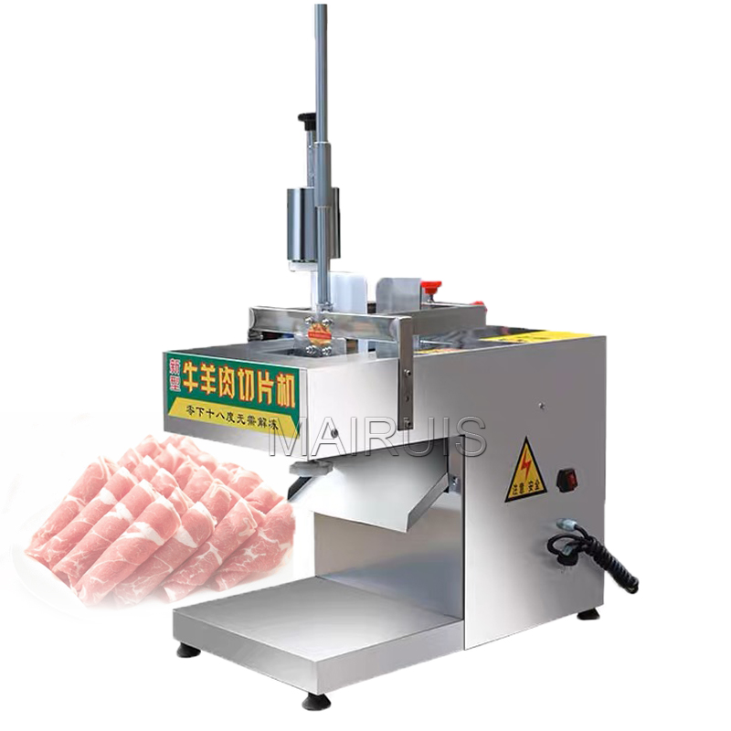 110V/220V Commercial Electric Frozen Meat Slicer Beef And Mutton Roll Cutting Machine