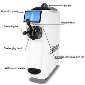 110 V / 220 V Teller Top Long Life Small Soft Ice Cream Make Machine Commercial Home Table Vending Maker Maker te koop