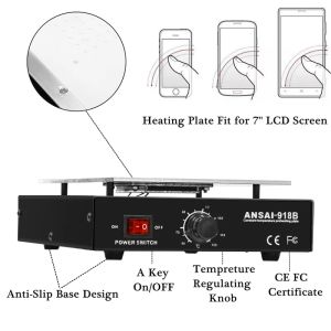 110V US / 220V EU LCD -schermafscheider Verwarmingsplatform Plaat Glas Verwijderingsmachine Auto warmte Gladde plaatstation