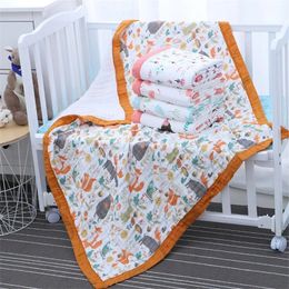 110x110cm 120x150cm 6 couches mousseline garçon fille enfants enfants couverture de sommeil Swaddle serviette de bain 100% coton né Wrap 240111