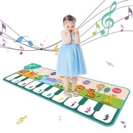 110x36cm Música para niños Mat de piano Mat de baile de teclado con 8 sonidos de animales Mat de bebé Aprendizaje y juguetes educativos 240522
