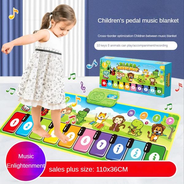 Alfombra de Piano Musical de 110x36cm para niños pequeños, teclado de violín, baile con 8 instrumentos, sonidos, juguetes educativos para estudio de bebés 240131