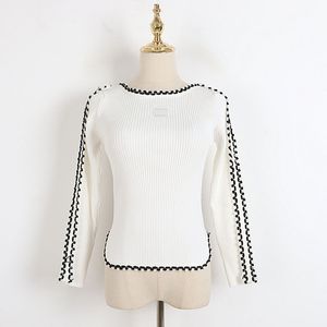 111 2022 RALWAY AUTUMN Brand Sme Sweater Long Manche Kint Crew Necol Pullover Black White Fashion Vêtements de haute qualité DL