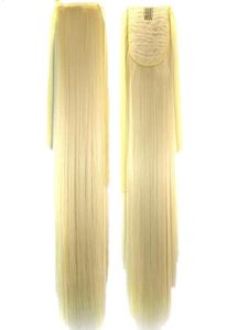 111 Queue de cheval synthétique Cheveux longs et raides 16quot22quot Clip Queue de cheval Extension de cheveux Blonde Brun Ombre Queue de cheveux avec Drawstr4235663