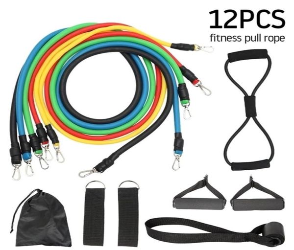 1112 pièces Fitness tirer corde 8 en forme de boucles en caoutchouc élastiques Latex force équipement de gymnastique bande de résistance exercice d'entraînement 2106241436611