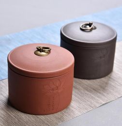 1113 cm Jar Candy Cans Ceramic verzegelde Pu039er Pot Storage Bus voor keukendoos paarse klei geurpotjes met L93508839160352