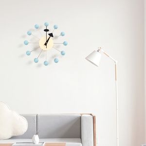 111 décor horloge murale montre calme horloges murales quartz aiguille mode boule en bois décor salon et enfant Y200109