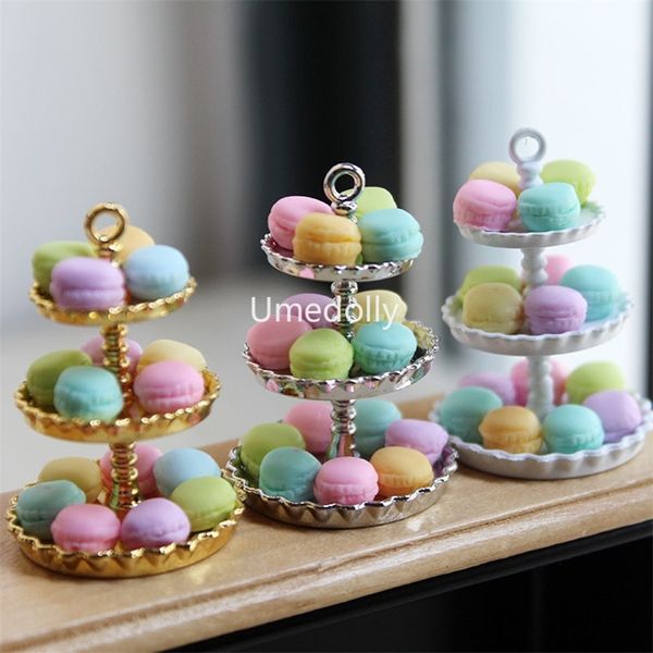 112 échelle mignon mini macaron miniature maison de poupée gâteau trépied semblant jouer simulation nourriture pour poupée cuisine jouet accessoires 220725