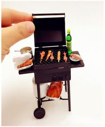 Casa de muñecas de juguete a escala 112, barbacoa de hierro en miniatura, parrilla con tanque de gas propano, muebles de exterior, decoración de jardín de hadas, modelo Mini B7500108