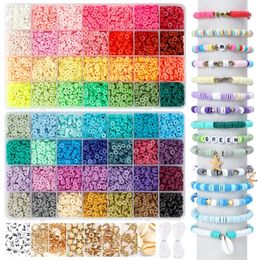 11200pcs Kit de perles d'argile arc-en-ciel de Noël 56 couleurs perles de riz perles de lettre pour la fabrication de bijoux bracelet à bricoler soi-même pendentif accessoires 231229