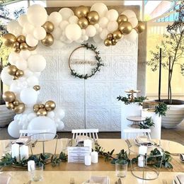 113pcs / lot or blanc ballon arc chaîne ballons arc guirlande kit mariage bébé douche fête d'anniversaire décoration métal Globos MZ T1962