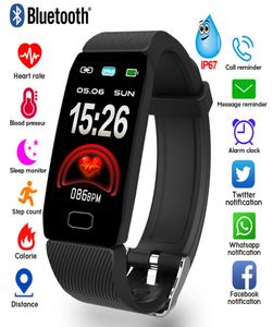 114 Pantalla de banda inteligente Presión arterial Monitor de frecuencia cardíaca rastreador de fitness Smart Watch Smart Watret Imploud Men Women Kids7009745