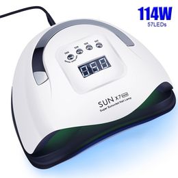 114907236W UV LED manucure avec 57 pièces lampe perle LCD affichage capteur automatique sèche pour durcir tous les ongles en Gel outil 220630