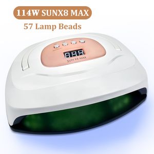 114W Super Power Power UV LED Nail Nails Secker Lámpara de secador 57 LED con sensor automático LCD Pantalla Profesional Manicure Herramientas