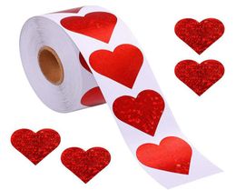 115 pouces Red Coart Shape Adhesive Autocollants Valentin Day Paper Emballage Étiquettes Candy Dragee Boîte cadeau Boîte d'emballage Mariage 55102121