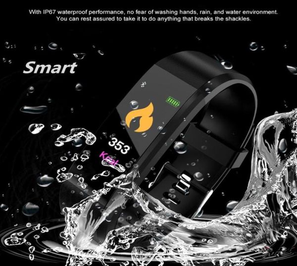 115 Plus Bluetooth Smart Watch Heart Rate Fitness Tracker Presión arterial Wallwatch Implay Sports Smart Bracelet para Android I1544917