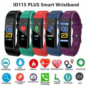 115 Plus Smart Band Bracelet Montre de fréquence cardiaque Activité Fitness Tracker Moniteur de santé Téléphones portables Android universels avec boîte de vente au détail