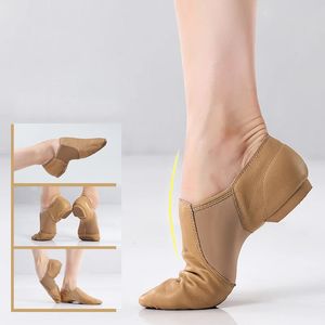 115 Tan Black Echt lederen antiskid Sole Jazz Shoes Hoge kwaliteit volwassenen Dans sneakers voor meisjes vrouwen 240125 5 5