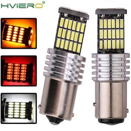 1156 1157 BA15S LED-lampen Autoverlichting Draai Signaal Reverse Rem Licht R5W 4014 LED's 12 V DC Automobielen Lamp Rood Wit Geel