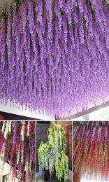 115 cm Wisteria fleur de fleur artificielle Vinée de fleur de soie élégante Vine vigne pour le jardin de mariage Décoration LJ6185079