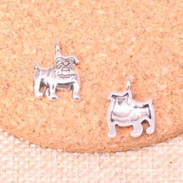 115pcs Charms Dog Pug Bulldog 17*13mm Antiek maken Paar Fit, Vintage Tibetaans zilver, DIY Handgemaakte sieraden