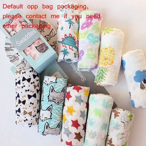 115X115CM Mousseline Deken Katoenen Baby Inbakeren Zachte Pasgeboren Deken Badhanddoek Gaas Baby Kids Wrap Sleepsack kinderwagen Cover WLL1711