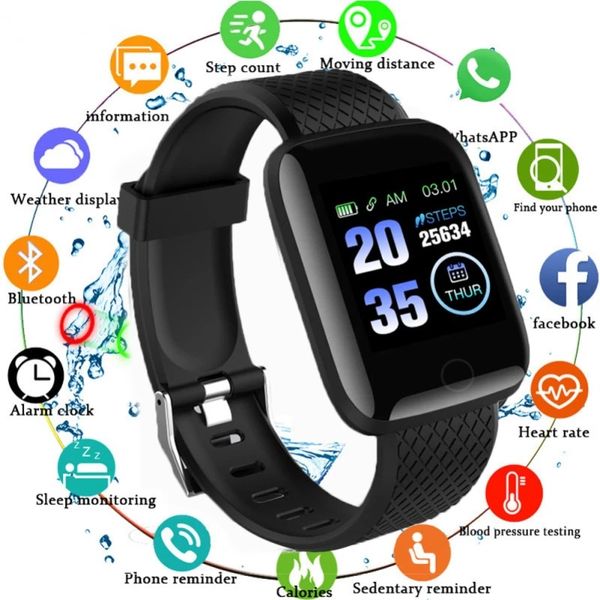 116 Plus de fréquence cardiaque montre le bracelet intelligent Sports Smartwatch imperméable Android All Compatible