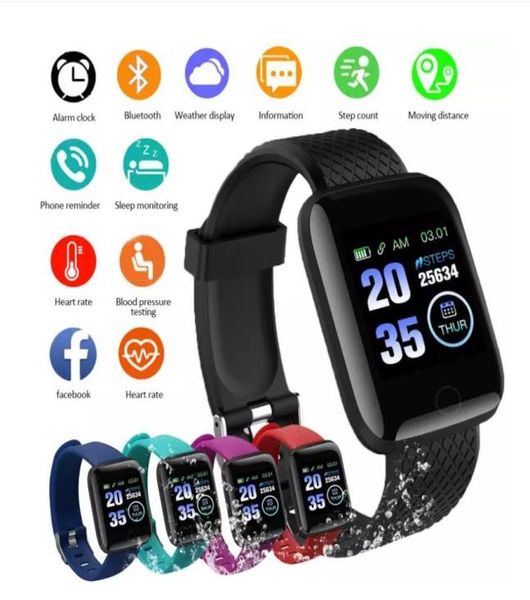 116 Plus Smart Watch 116Plus Bracelet de sport multifonctionnel Smart Wristband IP67 Bit Fit Bit Smart Digital Wrists 6555445